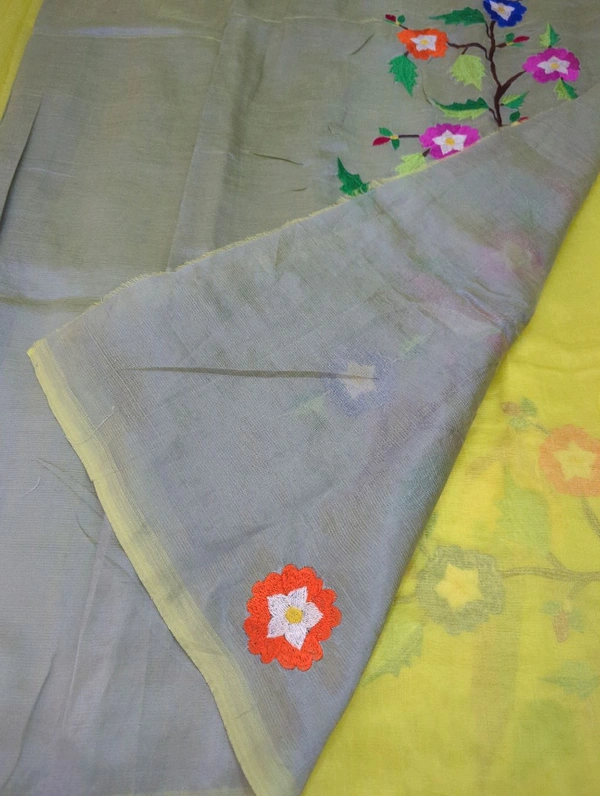 Pure Handloom Mangalagiri Pattu - White 32