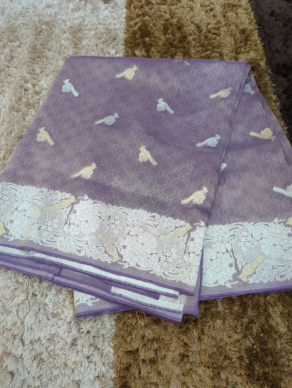 Pure Kanchi Brocade Weaving  - Light Wisteria