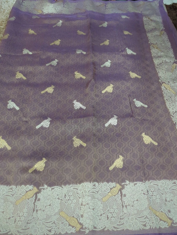 Pure Kanchi Brocade Weaving  - Light Wisteria