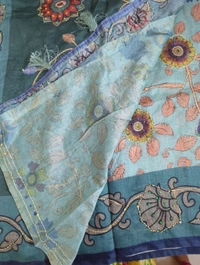 Soft Chanderi Kantha Work - sky blue