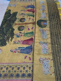 Soft Chanderi Kantha Work - yellow