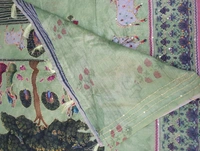 Soft Chanderi Kantha Work - Green