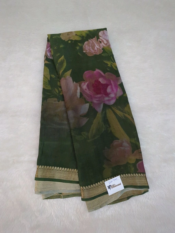 Pure Crepe With Digital  - Dark green