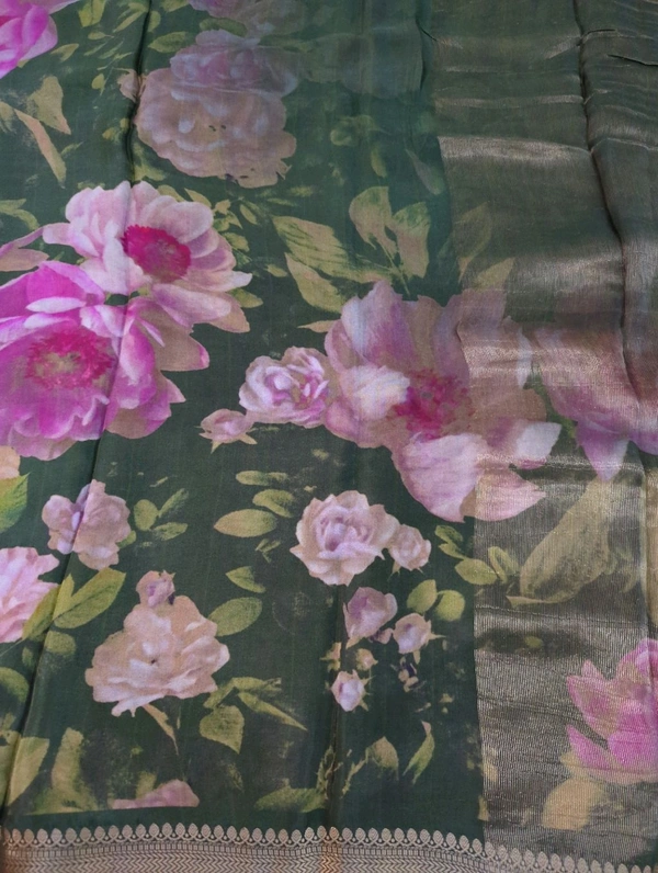 Pure Crepe With Digital  - Dark green