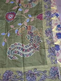 Soft Chanderi Kantha Work - green