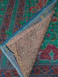 Soft Chanderi Kantha Work - green