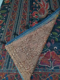 Soft Chanderi Kantha Work - black