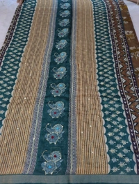 Soft Chanderi Kantha Work - Olive