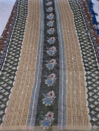 Soft Chanderi Kantha Work - Blue