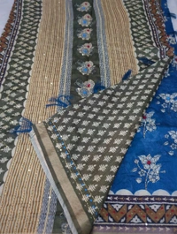 Soft Chanderi Kantha Work - Blue