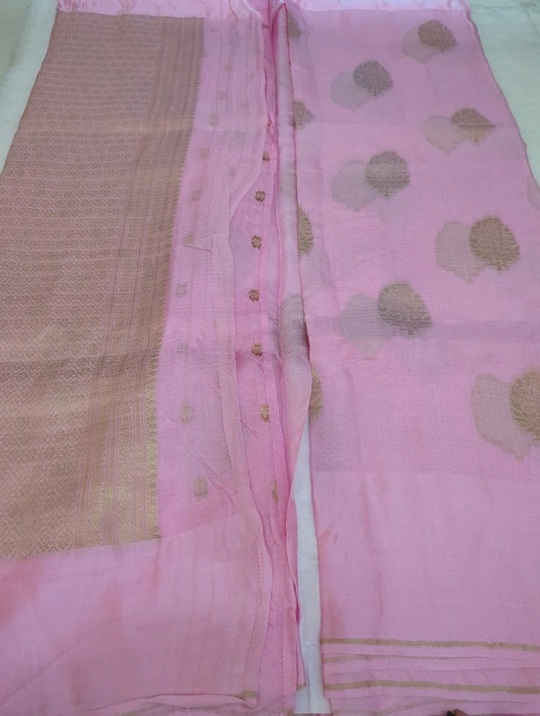 Pure Kota Mushru  - Pink Lace