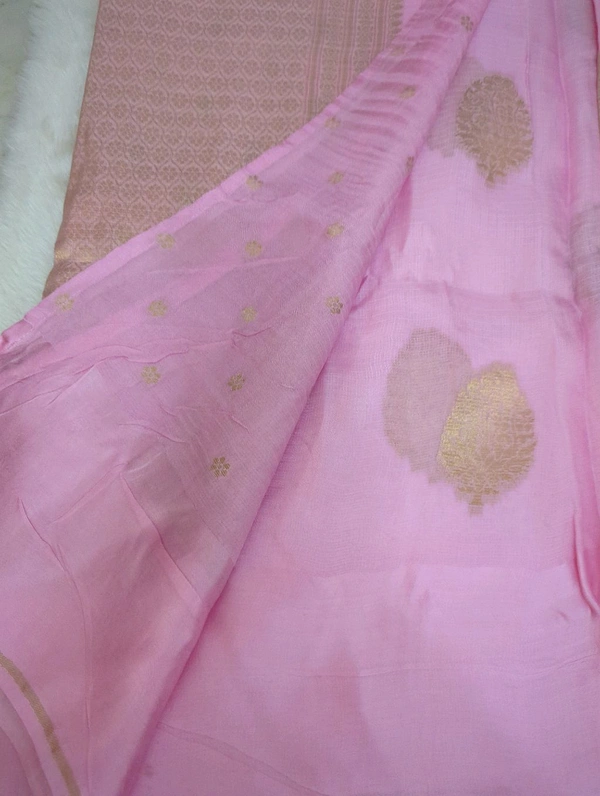 Pure Kota Mushru  - Pink Lace