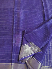 Pure Kora Aarani Silk Embroidery  - Pigment Indigo