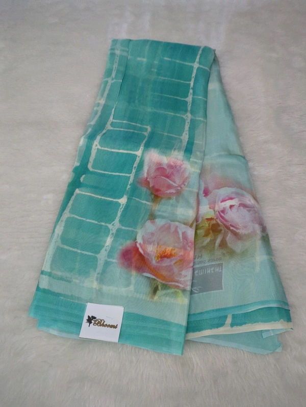 Pure Crepe With Digital  - sky blue