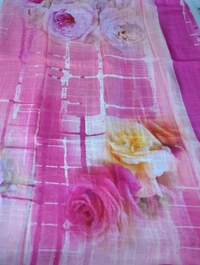 Pure Crepe With Digital  - Pink Lace