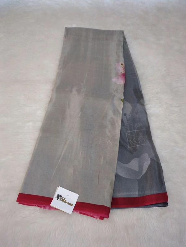 Pure Crepe With Digital  - Silver and Red