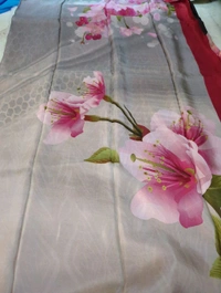 Pure Crepe With Digital  - Silver and Red