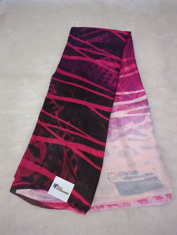 Pure Crepe With Digital  - Black and pink