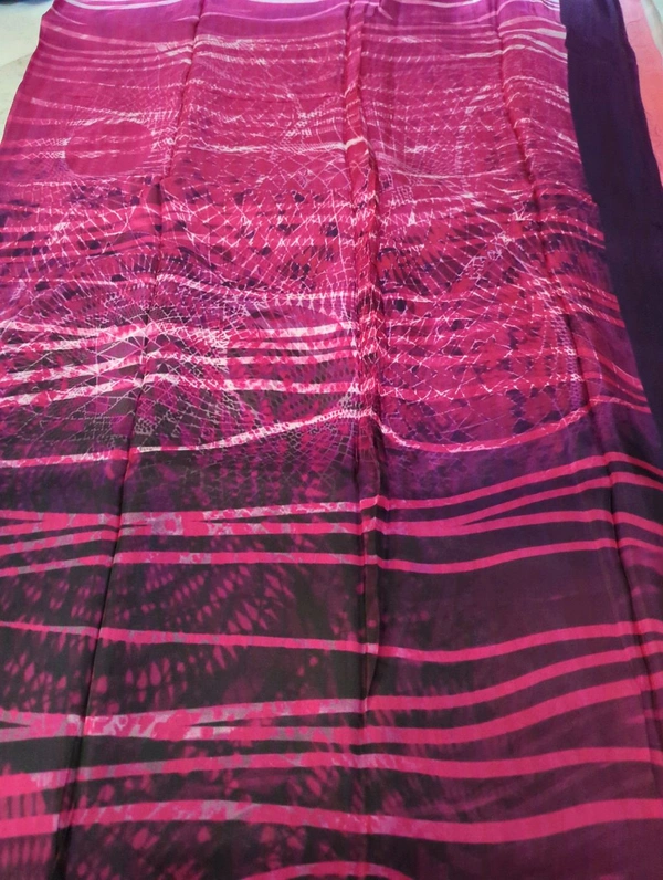 Pure Crepe With Digital  - Black and pink