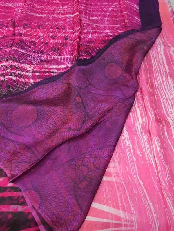 Pure Crepe With Digital  - Black and pink