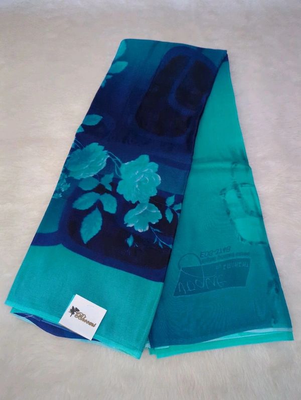 Pure Crepe With Digital  - Navy Blue