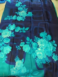 Pure Crepe With Digital  - Navy Blue