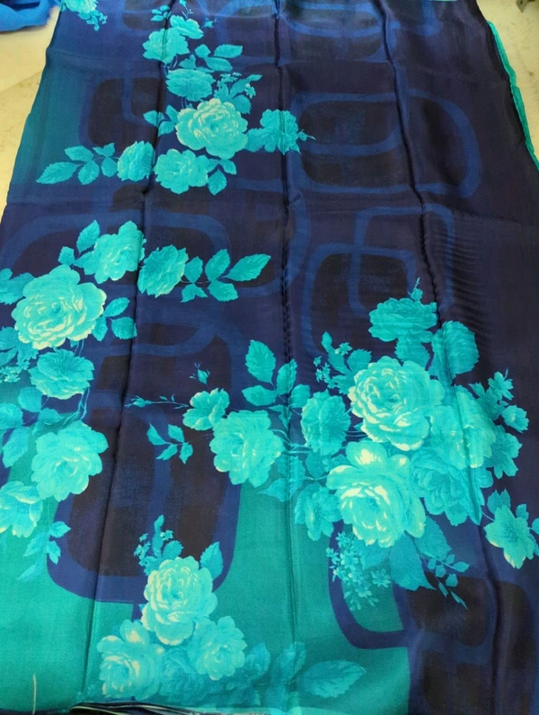 Pure Crepe With Digital  - Navy Blue