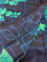 Pure Crepe With Digital  - Navy Blue