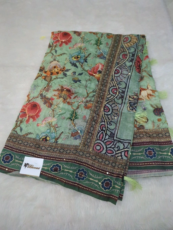 Chanderi Tusser  - Mint Green