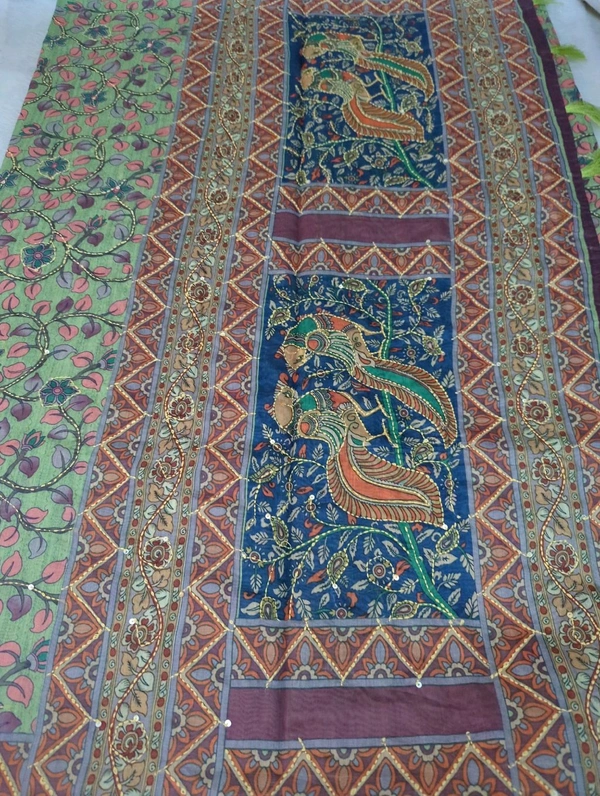 Chanderi Tusser  - Snowy Mint