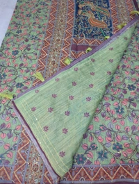 Chanderi Tusser  - Snowy Mint