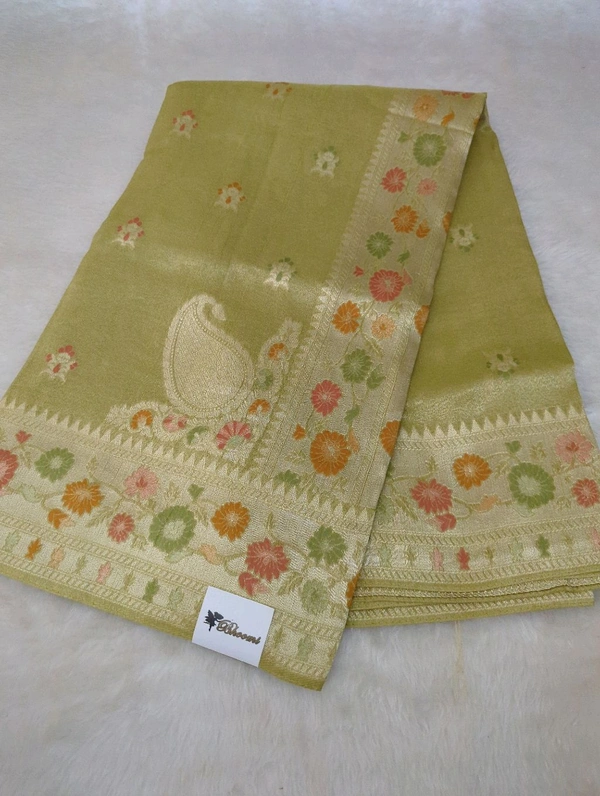 Pure Tissue Tusser Weaving  - Olivine