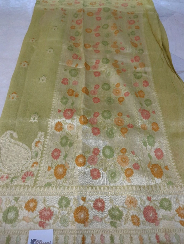 Pure Tissue Tusser Weaving  - Olivine