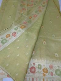 Pure Tissue Tusser Weaving  - Olivine