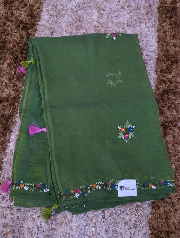 Tusser Crush Handwork  - green