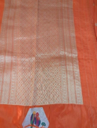 Mango Silk With Satin Boarder  - orange