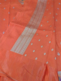 Mango Silk With Satin Boarder  - orange