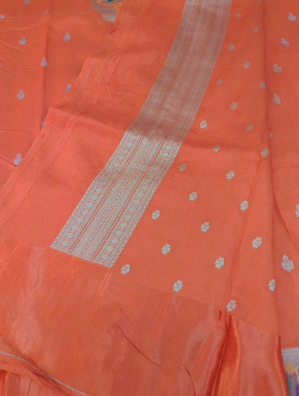 Mango Silk With Satin Boarder  - orange