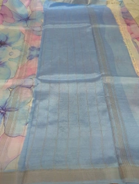 Pure Handloom Mangalagiri Pattu - Sky Blue
