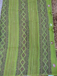 Mul Cotton With Handwork Blockprint - green