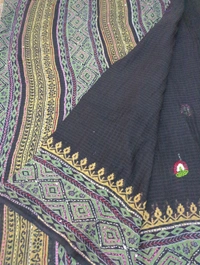 Mul Cotton With Handwork Blockprint - Black