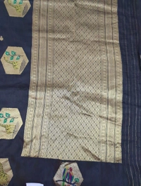 Mango Silk With Satin Boarder  - Black