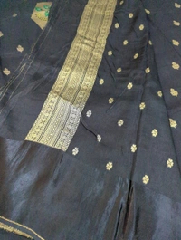 Mango Silk With Satin Boarder  - Black