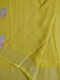 Pure Kora Aarani Silk Embroidery  - Gold