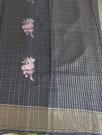 Pure Kora Aarani Silk Embroidery  - Black