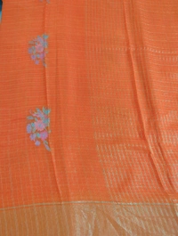 Pure Kora Aarani Silk Embroidery  - orange