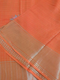 Pure Kora Aarani Silk Embroidery  - orange