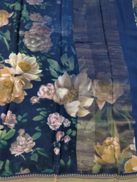 Pure Crepe With Digital  - Navy Blue