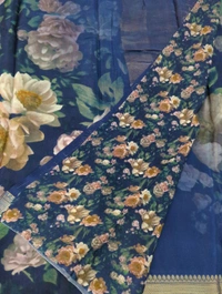 Pure Crepe With Digital  - Navy Blue