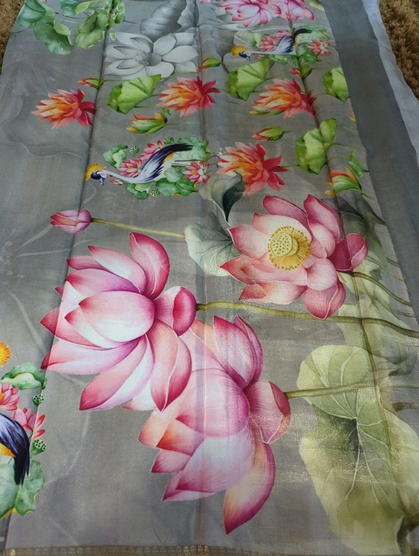 Pure Crepe With Digital  - Gray